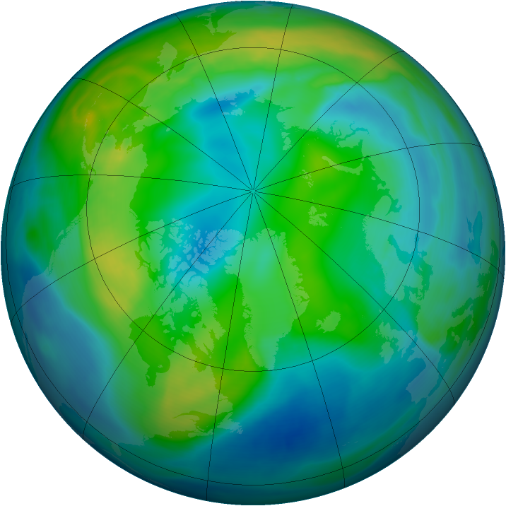 Arctic ozone map for 09 November 2004